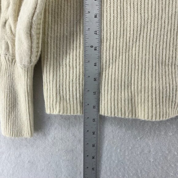 JOA Sweater Women's Sz Small Cream White Turtle Neck Cable Ribbed Knit Pullover - Picture 4 of 11